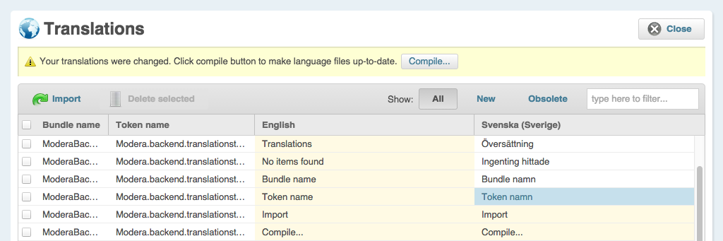 Screenshot of Translation tool UI